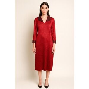Russell‎ Kemp Red Black Dark Romantic Scroll Print Retro Goth Midi Dress Size 16